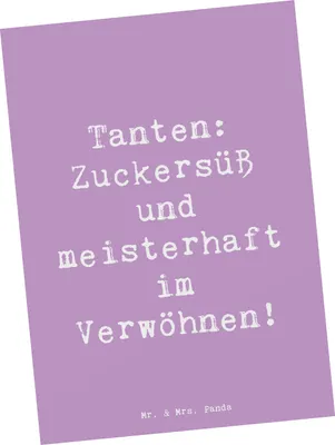 Produktbild von Mr. & Mrs. Panda Postkarte Spruch Tante Zuckersüß - Lavendeltraum - Geschenk, Ansichtskarten, bildkarte, Grußkarte, Postkarten, Verwandtschaft, Liebevoll, Ansichtskarte