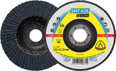 Produktbild von KLINGSPOR Fächerscheibe SMT 628 Supra Ø 125 mm Körnung 80 flach INOX Zirkonkorund - 322799