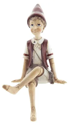 Zdjęcie produktu dla Clayre & Eef Figurka Pinokio 23 cm Beżowo-czerwony Plastik
