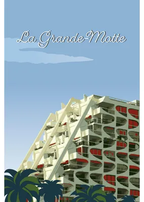 Image de Tableau sur toile illustration la Grande Motte 65x97 cm, Tableau mural moderne pour décoration intérieure