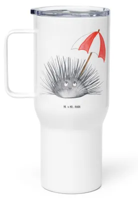 Produktbild von Mr. & Mrs. Panda thermosbecher Seeigel - Weiß - Geschenk, Kaffee-Thermobecher, Meer, Thermobecher, Kaffee-to-go-Becher, Selbstakzeptanz, Selbstliebe, Leben, Achtsamkeit