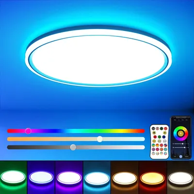 Produktbild von Smart LED Deckenleuchte 24W RGBW Dimmbar WiFi Deckenlampe mit Fernbedienung, Kompatibel mit Alexa Google Home