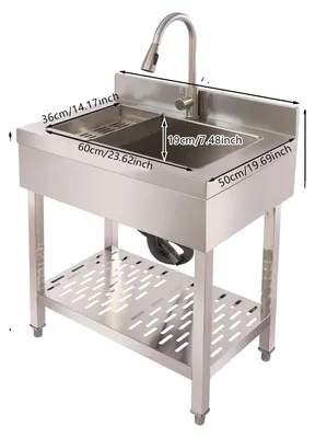 Obrázok produktu pre Umývadlo, nerezová oceľ, výsuvná batéria, 75 cm
