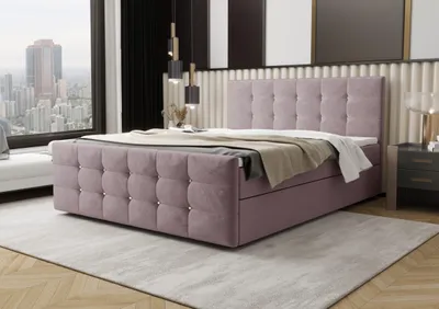 Produktbild von Boxbett Coria IV 180 cm 200 cm Boxspringbett Coria IV, Farbe Rosa, 180x200 cm, modernes Doppelbett fürs Schlafzimmer