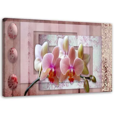 Produktbild von Leinwandbild rosa vintage-orchidee 60x40 cm Feeby rosa wandbild bereit zum aufhängen