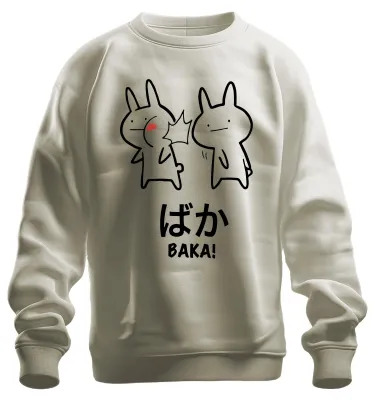 Produktbild von ばか BAKA! Anime Kawaii Hase Ohrfeige Otaku Manga Japan Chibi Sweatshirt Pullover, Natur, XL