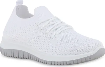 Produktbild von VAN HILL Damen Laufschuhe Sportschuhe Sportliche Strick Profil-Sohle Schuhe 841704, Farbe: Weiß, Größe: 40