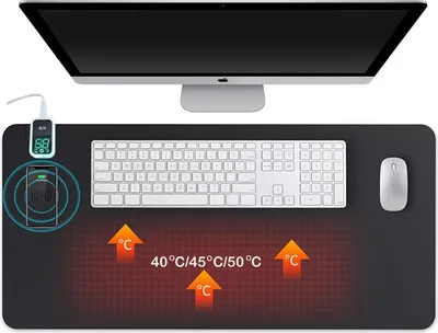 Produktbild von Büro-unterlage - Schwarz - 80 x 40 cm, 120 Watt mit drahtloser Ladefunktion
