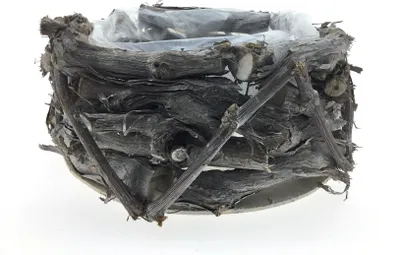 Produktbild von Pflanzkorb Holz Geäst Pflanzgefäß Ø33cm H13cm natur gekälkt Schale Pflanzschale