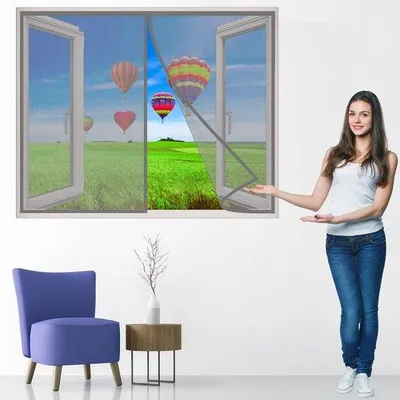Produktbild von Famanu Magnetische Hordeur Grau 235x150 cm - Robustes Insektenschutzgitter für Türen