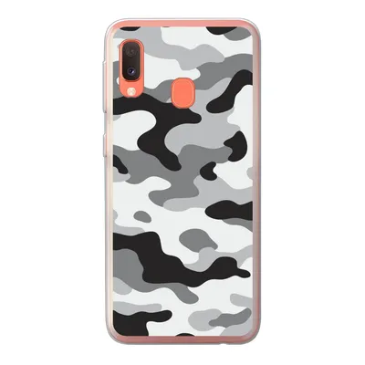 Produktbild von MuchoWow® Handyhülle Schutzhülle Hülle für Samsung Galaxy A20e Schwarz-weißes Camouflage-Muster Silikon Softcase Handy Hülle - Abdeckung