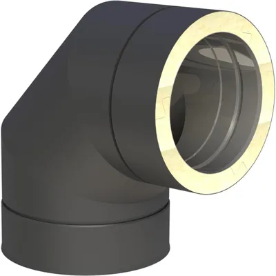 Produktbild von Jeremias DW Black Winkel 150mm 87 Grad doppelwandige Abgasanlage Edelstahl schwarz für Öl Gas Festbrennstoffe