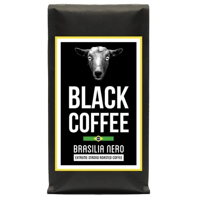 Produktbild von Black Coffee - Brasilia Nero | Ganze Kaffeebohnen extra stark | 100% Arabica aus Brasilien | Viel Koffein | Trommelröstung in Minichargen | 400 Gramm