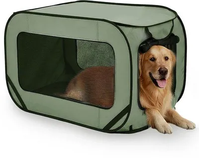 Productafbeelding van Transportbox voor honden/katten - Opvouwbaar - 94 x 53 x 53 cm - Met draagzak - Geschikt tot 29,5 kg - Optimale ventilatie - Dierenverblijf