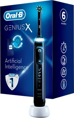 Produktbild von Oral-B Genius 80324896, Erwachsener, Rotierende-vibrierende Zahnbürste, Zahnfleischpflege, Sensibel, Whitening, Schwarz, Ungarn, Akku