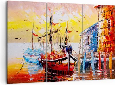 Produktbild von Bild auf Leinwand - Leinwandbild - Boot Segel Meer - 105x70cm - Wand Bild - Wanddeko - Wandbilder - Leinwanddruck - Bilder - Kunstdruck - Wanddekoration - Leinwand bilder - Wandkunst - CE105x70-3435