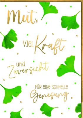 Produktbild von Genesung A4 Ginkgoblätter Mut Kraft Zuversicht Große DIN-A4-Karte mit Umschlag XXL-Karte