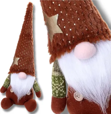 Produktbild von Weihnachtswichtel Weihnachtsmann 40 cm brauner Zwerg sitzend