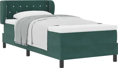 Zdjęcie produktu dla Łóżko sprężynowe Ciemnozielony 100 x 200 cm Aksamit