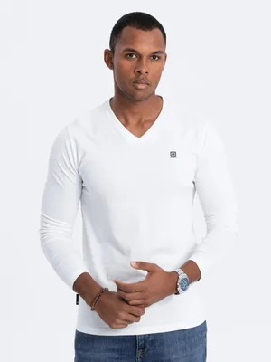Imagen del producto de Ombre Clothing: Camiseta de manga larga para hombre, color blanco, talla XXL