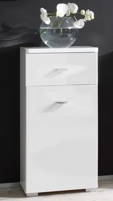 Produktbild von Unterschrank Badschrank Kommode Beistellschrank Schrank Badmöbel "Barnsley I" Weiß / Weiß-Hochglanz