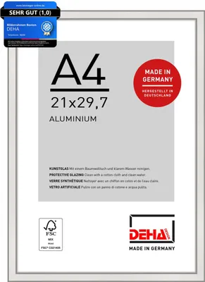 Produktbild von DEHA Design Aluminium Bilderrahmen Boston, 21x29,7 cm (A4), Silber