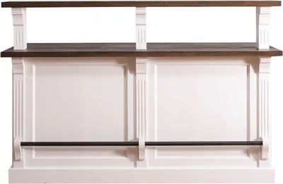 Produktbild von Casa Padrino Landhausstil Theke mit 3 Schubladen Weiß / Dunkelbraun 180 x 68 x H. 120 cm - Landhausstil Möbel