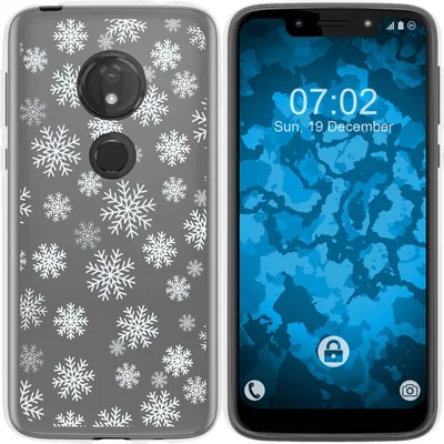 Produktbild von PhoneNatic Case kompatibel mit Motorola Moto G7 Play Silikon-Hülle X Mas Weihnachten Schneeflocken M2
