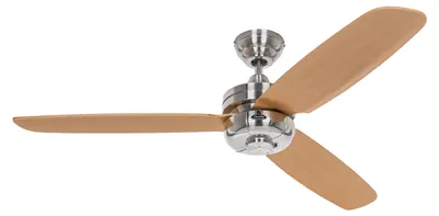Produktbild von Deckenventilator mit Fernbedienung Night Flight 132 cm Chrom gebürstet / Buche