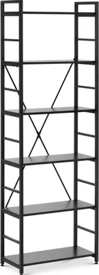Obrázek produktu pro Loftová knihovna s ocelovým rámem 28 x 60 x 182 cm černá