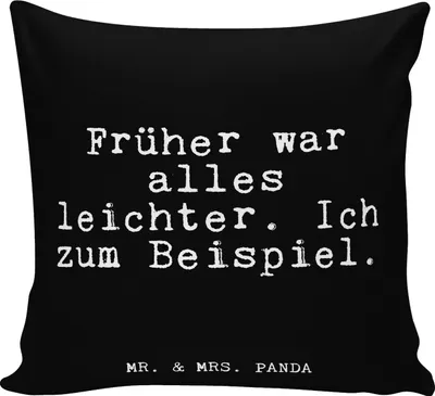Produktbild von Mr. & Mrs. Panda 40x40 kissen Früher war alles leichter.... - Schwarz - Geschenk, Polster, Spruch, Lustige Sprüche, abnehmen, bedruckt, Polsterkissen, Dekokissen, Diät