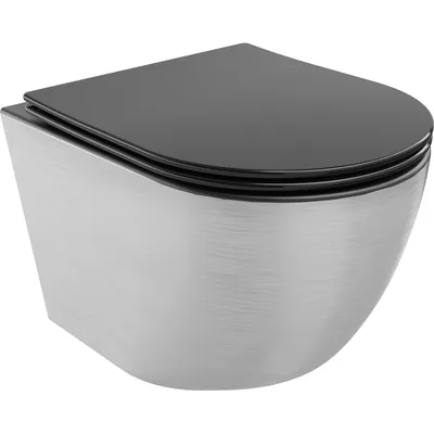 Obrázok produktu pre Mexen Lena WC misa Rimless s pomaly padajúcim sedátkom, duroplast, Čierna matná/Strieborná čiarový vzor - 30224073