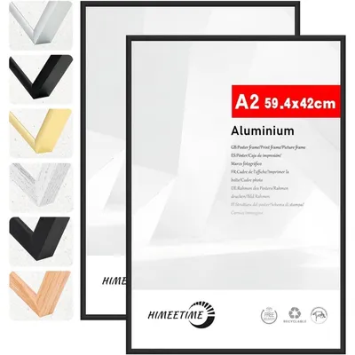Obrázok produktu pre 2 rámy na obrázky, formát DIN A2 (42x59,4 cm), čierna farba, kovové, rám na dokumenty
