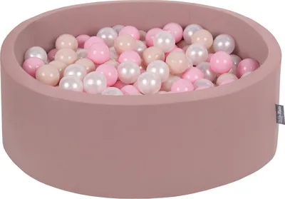 Obrázek produktu pro KiddyMoon kulatý bazén s míčky do vany 90x30cm/200 míčků ? 7cm kuličkové jamky pro kojence na hraní do vany pro batolata, vyrobeno v eu, erika barvy: pastelově béžová/pudrově růžová/perleťová