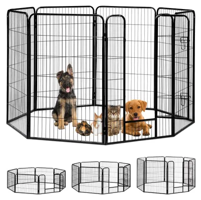 Productafbeelding van Relaxdays Ren voor puppy's, kleine honden, puppy's, kleine dieren, geschikt voor binnen en buiten, afmetingen (hoogte x breedte x diepte): 120 x 76,5 x 235 cm, zwart, AI-gegenereerde afbeelding