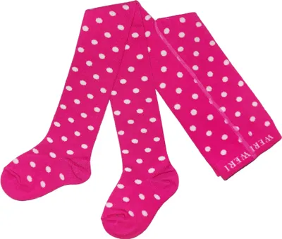 Produktbild von Kinderstrumpfhosen für Mädchen aus Baumwolle Weiße Punkte Pink Größe 68
