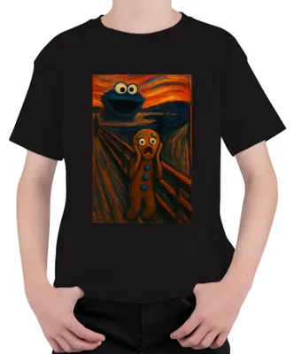 Immagine prodotto di Gingerbread Man Scream Cookie Monster Evening Red Scary Carnival Maglietta unisex per bambini, nero, 104