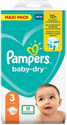 Produktbild von Pampers Baby-Dry 81715598, Junge/Mädchen, Windel mit Klebeband, 6 kg, 10 kg, Weiß, Velcro