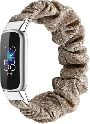 Produktbild von Strap-it Fitbit Luxe Scrunchie Armband (Beige Gold)
