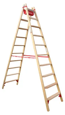 Produktbild von Euroline Holz Stufenstehleiter mit Comfort-Stufen mit Werkzeugablage 2x10 Stufen