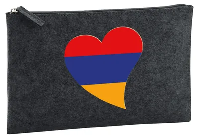 Produktbild von Huuraa Kulturbeutel Armenien Flagge Herz 1 Liter Charcoal Filz Kosmetiktasche Geschenkidee