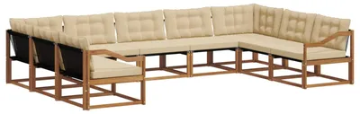 Immagine prodotto di vidaXL Set divani da esterno con cuscini 9 pezzi Naturale e Beige
