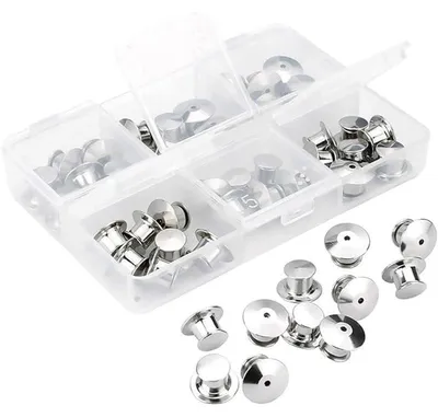 50 Verschluss-Pin-Clips, Metall, 10 mm, silber
