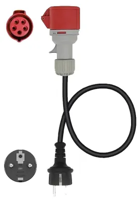Obrázek produktu pro Nabíječka pro elektromobily, kompatibilní se zástrčkami Schuko, adaptér 32 A, červený (z 32 A na 16 A)