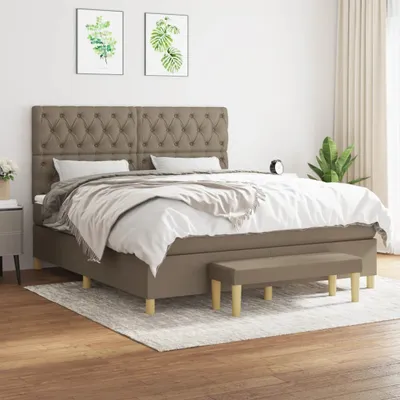 Produktbild von Robuste Doppelbett - Dezentem Design Boxspringbett mit Matratze Taupe 160x200 cm Stoff - Lattenrost Inklusive - 70214