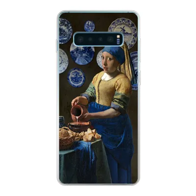 Produktbild von MuchoWow® Handyhülle Schutzhülle Hülle für Samsung Galaxy S10 Plus Milchmädchen - Das Mädchen mit dem Perlenohrring - Vermeer Silikon Softcase Handy Hülle - Schutzhülle