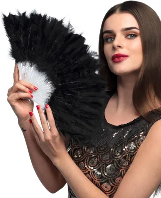 Produktbild von Gothic Burlesque Fächer Federn schwarz - Einheitsgröße