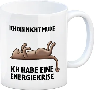 Produktbild von Bin nicht müde ich habe eine Energiekrise Katze Kaffeebecher