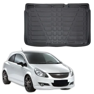 Image de Tapis De Coffre Sur Mesure Pour Opel Corsa D / E 2006-2019, Noir, Antidérapant, Bord Haut, Toutes Saisons