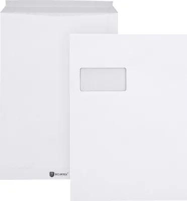 Produktbild von Versandtasche 00014220 C4 130g haftklebend mit Fenster weiß 100 Stück Packung mit 5 Stück